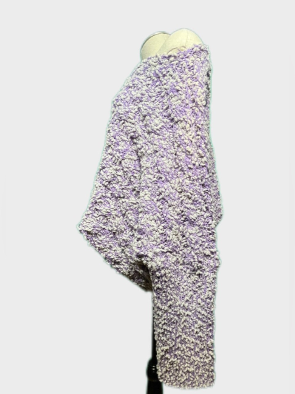 POL Off-Shoulder Chunky Knit Cropped Sweater Lavender Gray Boho Size: Small - Picture 6 of 10